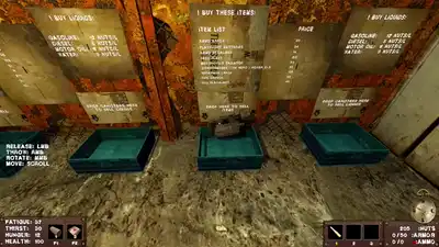 Hauling loot toward a camp trader