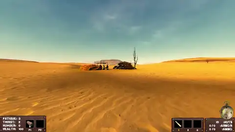 Driving between abandoned wrecks while hunting frames