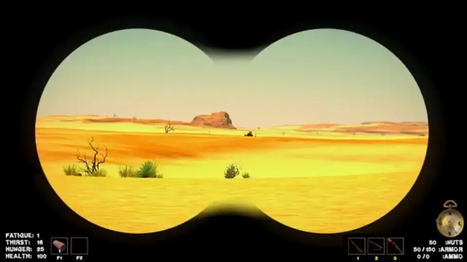Desert ruins still from a warlord hunt, not a Demo title card